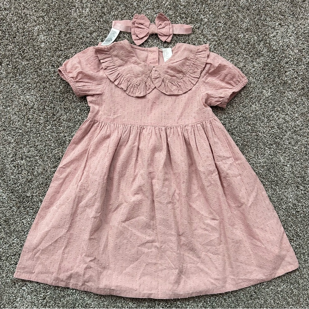 H&M Pink Kids Dress with Ruffle Collar NWT